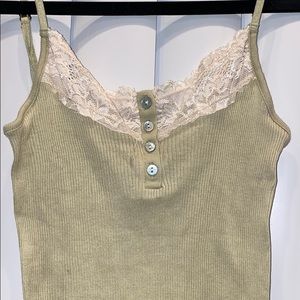 Free people light green lace cami tank size medium